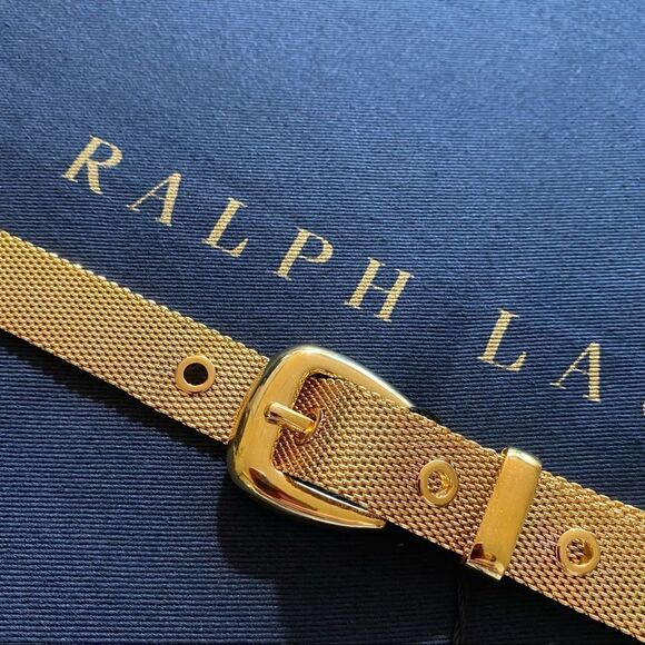Ralph Lauren Gold Tone Metal Mesh Belt - Picture 1 of 16
